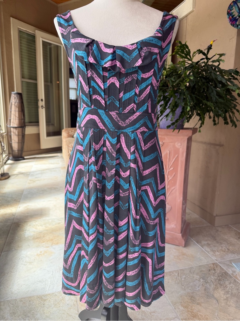 Marc by Marc Jacob’s Sleeveless Chevron Print knee length dress, size M.
